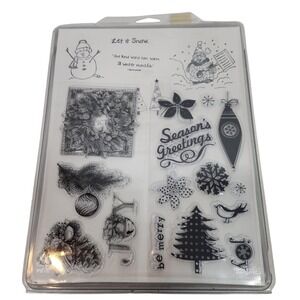 Mixed Brands‎ Christmas Holiday Rubber Cling Stamp Set Snowman Noel Peace Santa